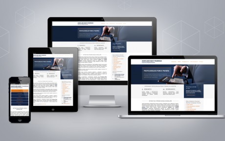 Zrzut strony internetowej zaprezentowany na laptopie, tablecie, komputerze oraz smartfonie